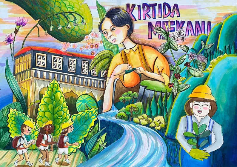 Cat A, Third Place: “Harmony with Nature: Nurturing Growth and Community” by Zhou Ruoxian