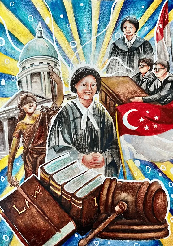 Cat B, Honourable Mention: “Guardian of Justice: A Trailblazer’s Legacy” by Zhang Junxian